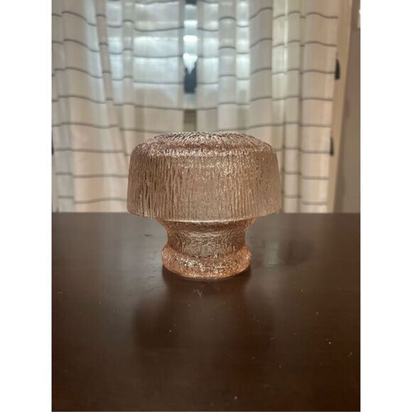 Vintage 1980s Mushroom Fairy Light Tiara Indiana Glass Pink Ice Rain Candle Lamp